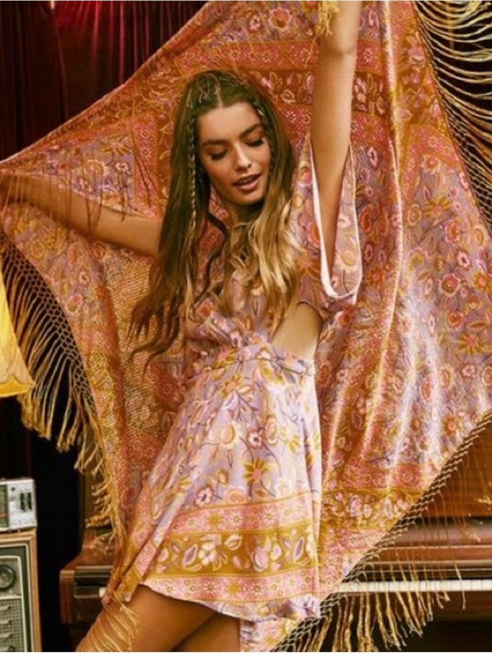 Bohemian Spell & The Gypsy Lolita Lurex Large Shawl Floral
